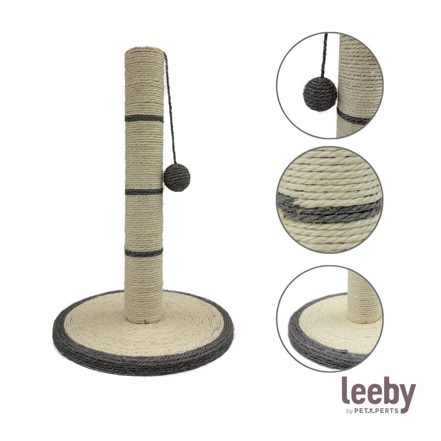 Leeby Isidoro rascador de sisal con juguete gris para gatos thumbnail