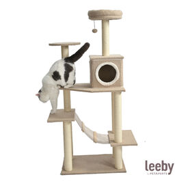 Leeby Boucle Collection Árbol rascador con cama nido y puente para gatos