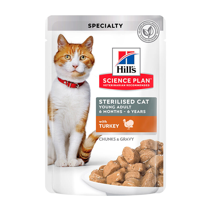 Hill&#039;s Science Plan Sterilised Young Adult Pavo Sobre en Salsa para gatos
