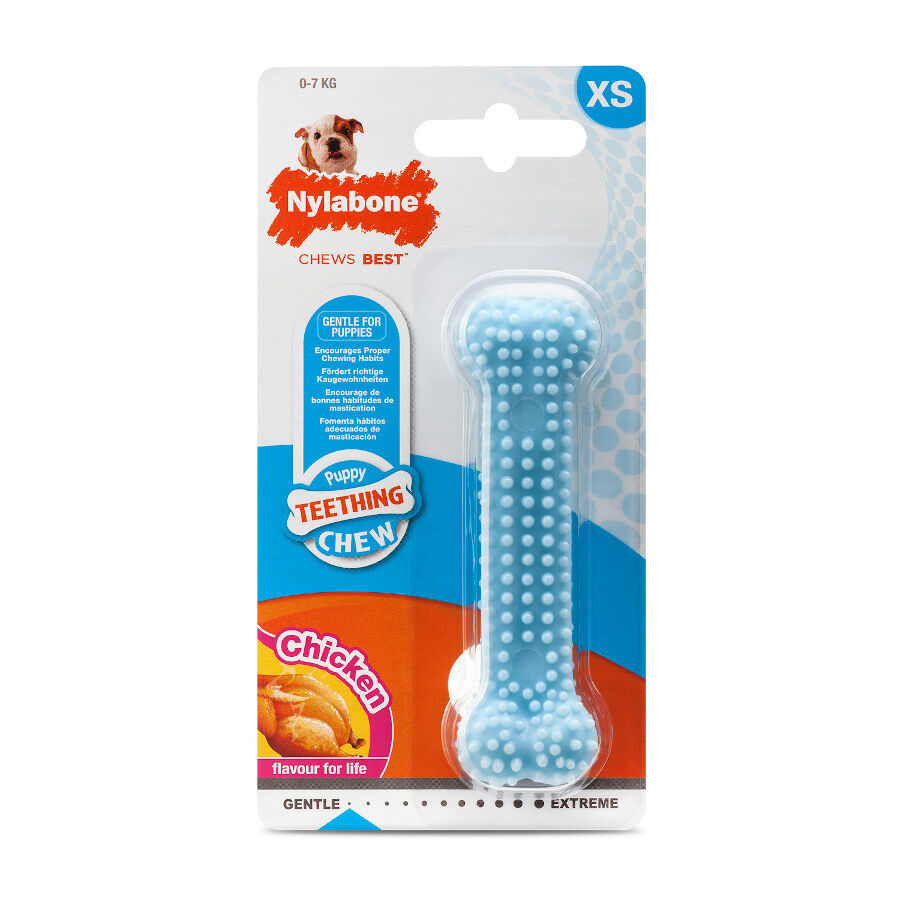 Nylabone Hueso Mordedor Dental Sabor a Pollo para cachorros, , large Imagen numero 4