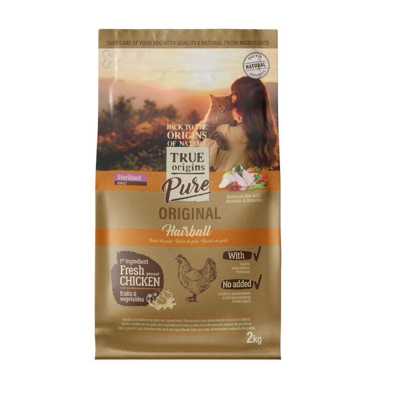 True Origins Pure Adult Sterilised Hairball pienso para gatos thumbnail