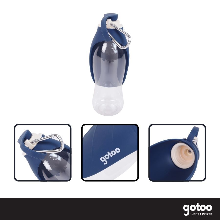 Gotoo Botella Bebedero Port&aacute;til de Silicona Azul para perros y gatos, , large Imagen numero 3