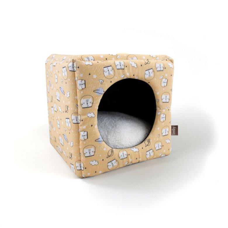 Leeby Cama Cueva Estampado Cómic Amarillo para gatos,  Imagen numero 1 Leeby Cama Cueva Estampado Cómic Amarillo para gatos, , large Imagen numero 1