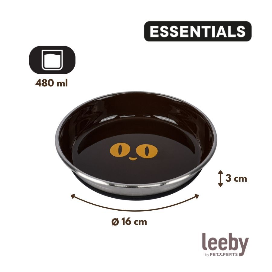 Leeby Comedero Acero Inoxidable Antideslizante Marr&oacute;n para gatos, , large Imagen numero 4