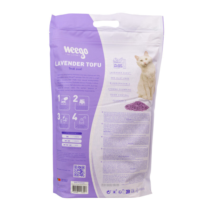 6 L Weego Lavender Tofu Arena aglomerante para gatos, , large Imagen numero 5