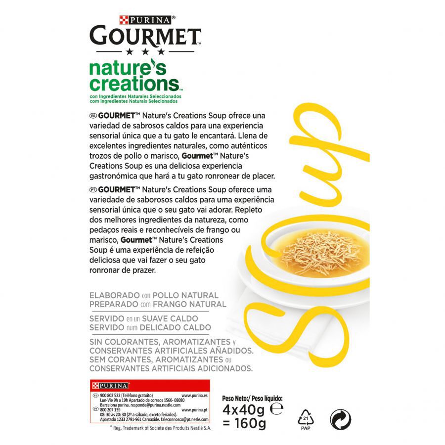 4 sobres x 40 g Gourmet Nature's Creations Sopa de Pollo sobre para gatos, , large Imagen numero 4