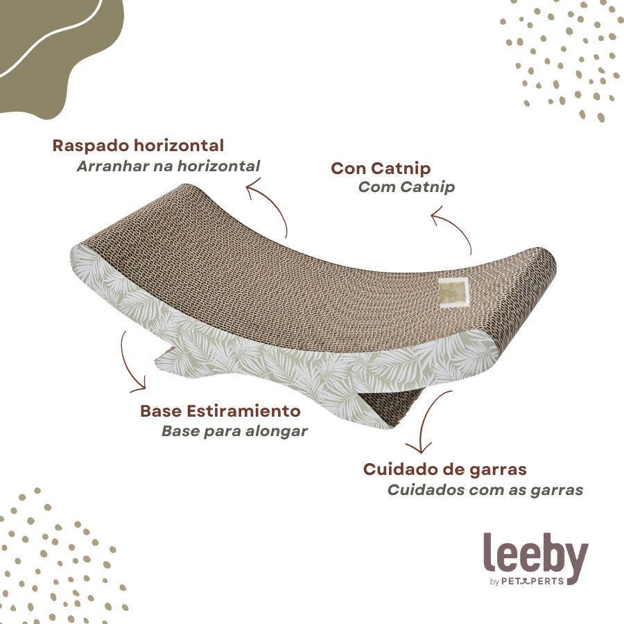 Leeby Remy Rocker rascador de cartón horizontal con estampado de hojas para gatos thumbnail