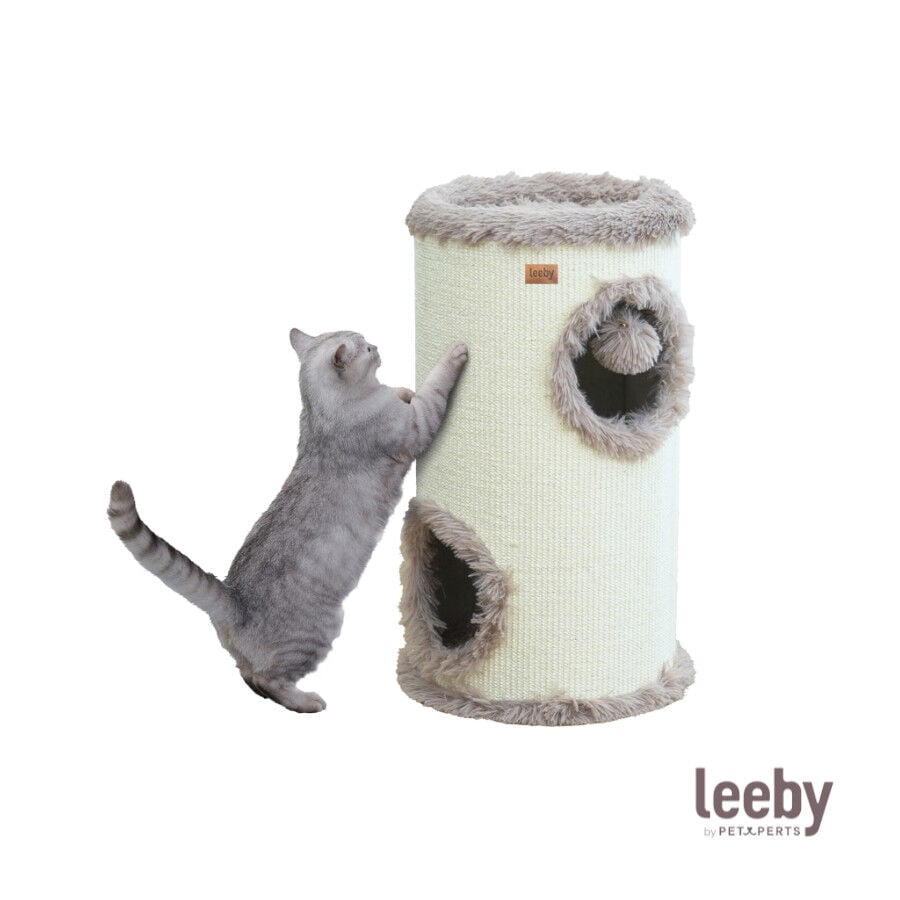Leeby Bruno barril rascador con cama nido y juguete para gatos thumbnail