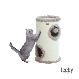 Leeby Bruno barril rascador con cama nido y juguete para gatos
