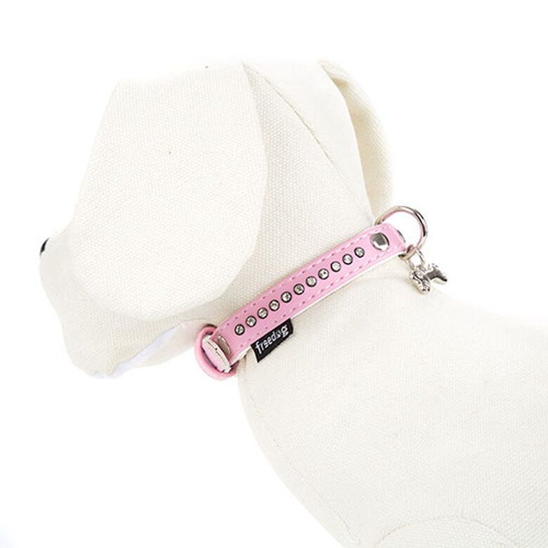 Freedog Collar con Tachuelas Rosa para perros ,  Imagen numero 1 Freedog Collar perros de polipiel rosa con strass Imagen numero 1