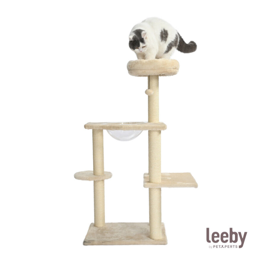 Leeby Luna árbol rascador con cama y juguete para gatos thumbnail