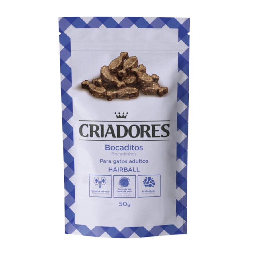 50 g Criadores Bocaditos Hairball snack de Pavo para gatos, , large Imagen numero 1