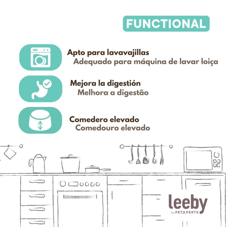 Leeby Comedero Elevado de Cer&aacute;mica Blanco para gatos, , large Imagen numero 5