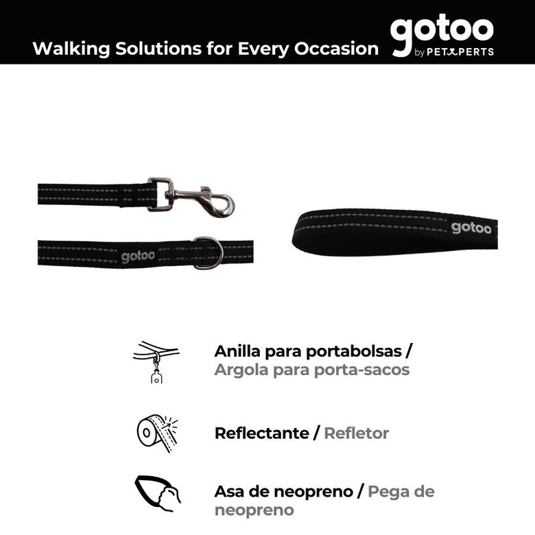 Gotoo Correa de nylon negra reflectante para perros,  Imagen numero 3 Gotoo Correa de nylon negra reflectante para perros, , large Imagen numero 3