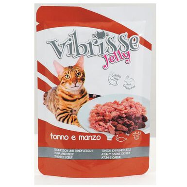 Vibrisse Kitten Jelly Atún y Ternera en gelatina sobre para gatos