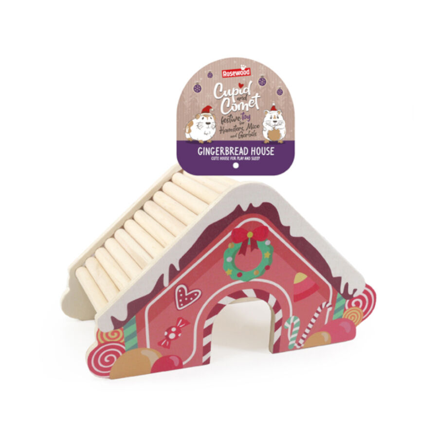 Rosewood Wooden Christmas Gingerbread House Caseta de Madera para roedores, , large Imagen numero 2