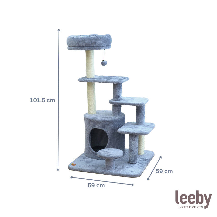 Leeby Eduardo torre rascador multiplataforma con cama nido y juguete para gatos thumbnail