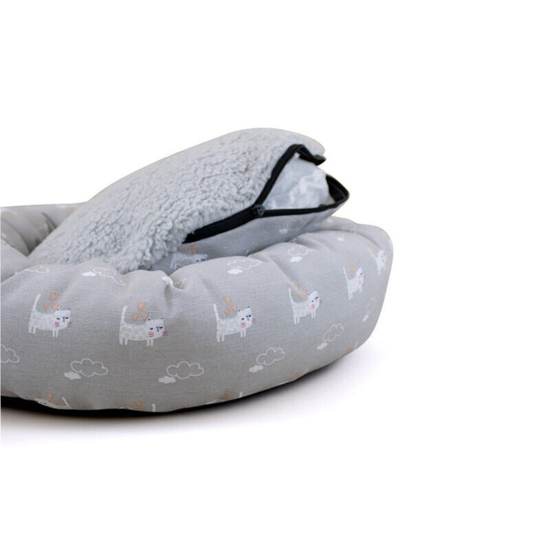 Leeby Cama Donut Antideslizante Gris para gatos thumbnail
