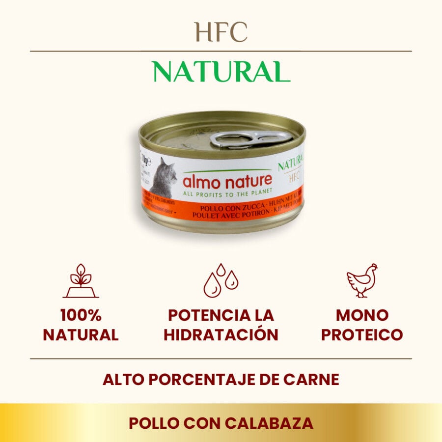 70 g Almo Nature HFC Natural Pollo Calabaza lata para gatos, , large Imagen numero 2