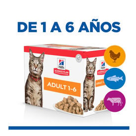 Hill's Science Plan Adult Pollo, Pescado Azul y Vacuno en Salsa sobre para gatos