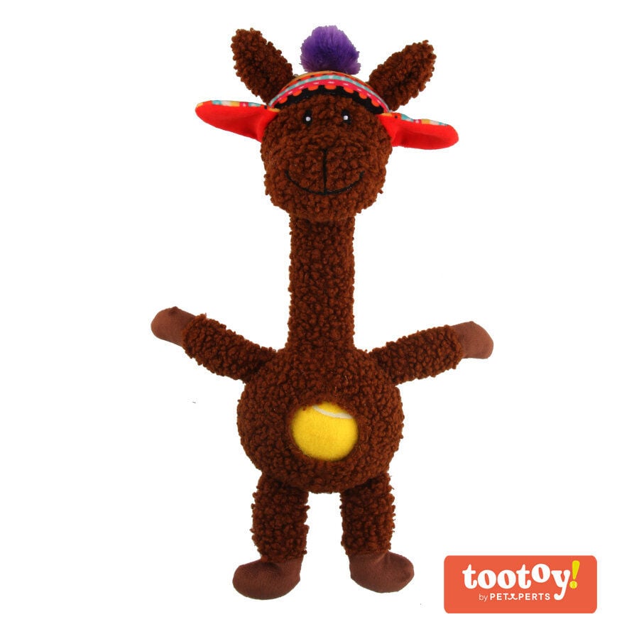 Tootoy! Comfort Long Neck Alpaca peluche con pelota para perros
