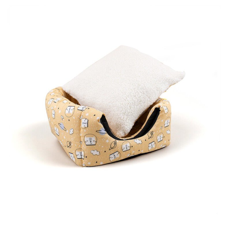 Leeby Cama Cueva Estampado Cómic Amarillo para gatos,  Imagen numero 7 Leeby Cama Cueva Estampado Cómic Amarillo para gatos, , large Imagen numero 7