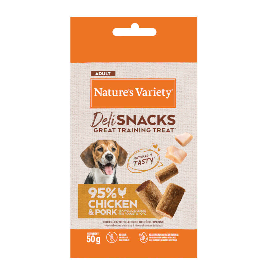 Nature&#039;s Variety Bocaditos Deli Snacks Adult Pollo y Cerdo para perros