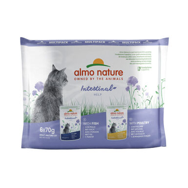 Almo Nature Intestinal Help Pescado y Aves sobre para gatos - Multipack 6