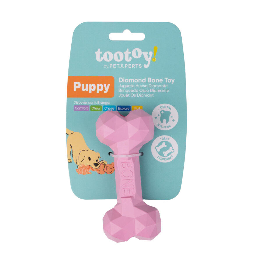 Tootoy! Hueso Mordedor de Goma Rosa para cachorros, , large Imagen numero 7