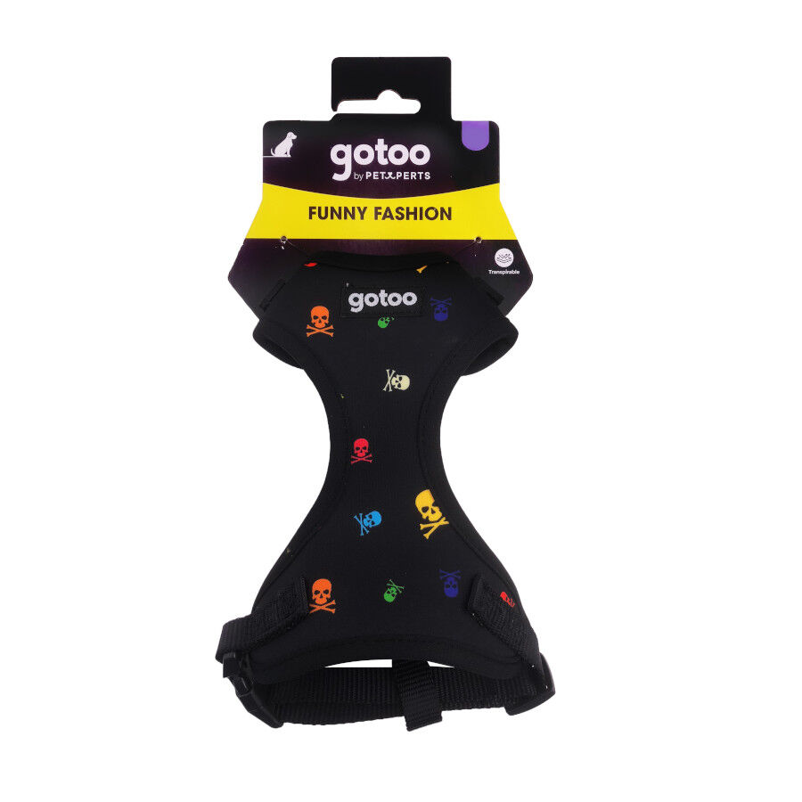 Gotoo Arn&eacute;s ajustable estampado calavera negro para perros, , large Imagen numero 5