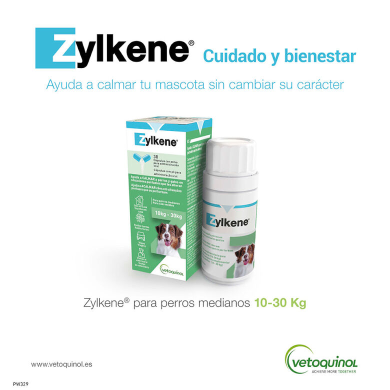 Vetoquinol Zylkene suplemento natural calmante en cápsulas para perros y gatos thumbnail