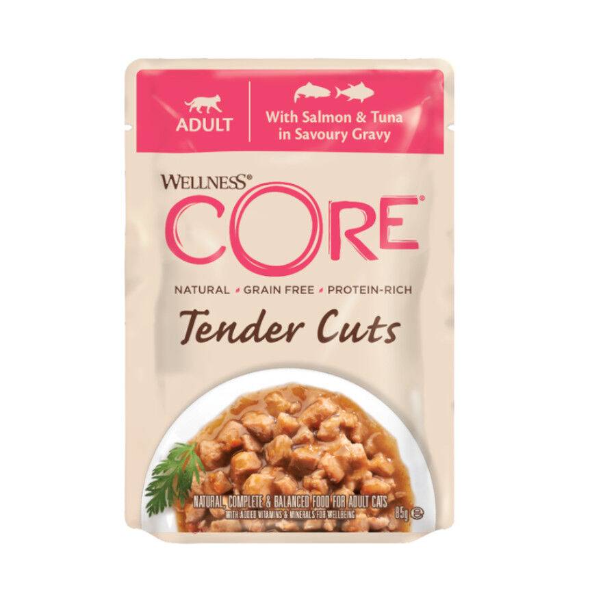 85 g Wellness Core Tender Cuts salm&oacute;n y at&uacute;n sobre en salsa para gatos, , large Imagen numero 1