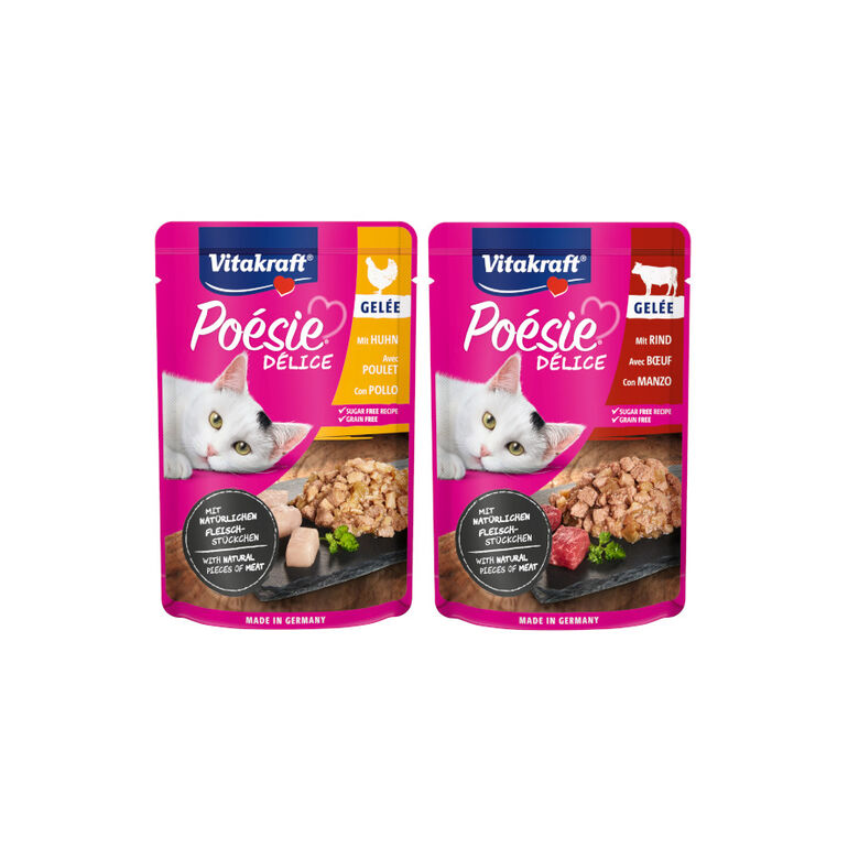 Vitakraft Poésie Delice plus Pollo y Ternera Sobre en Salsa para gatos thumbnail