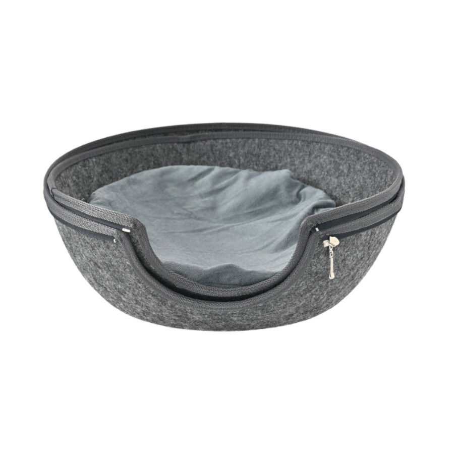 Leeby Cama Cueva Fieltro Gris para gatos, , large Imagen numero 4