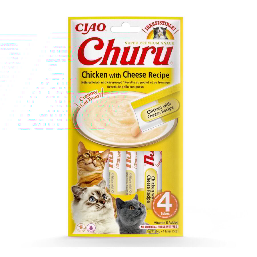 4 sobres x 14 g Churu Snack Cremoso de Pollo y Queso para gatos, , large Imagen numero 1