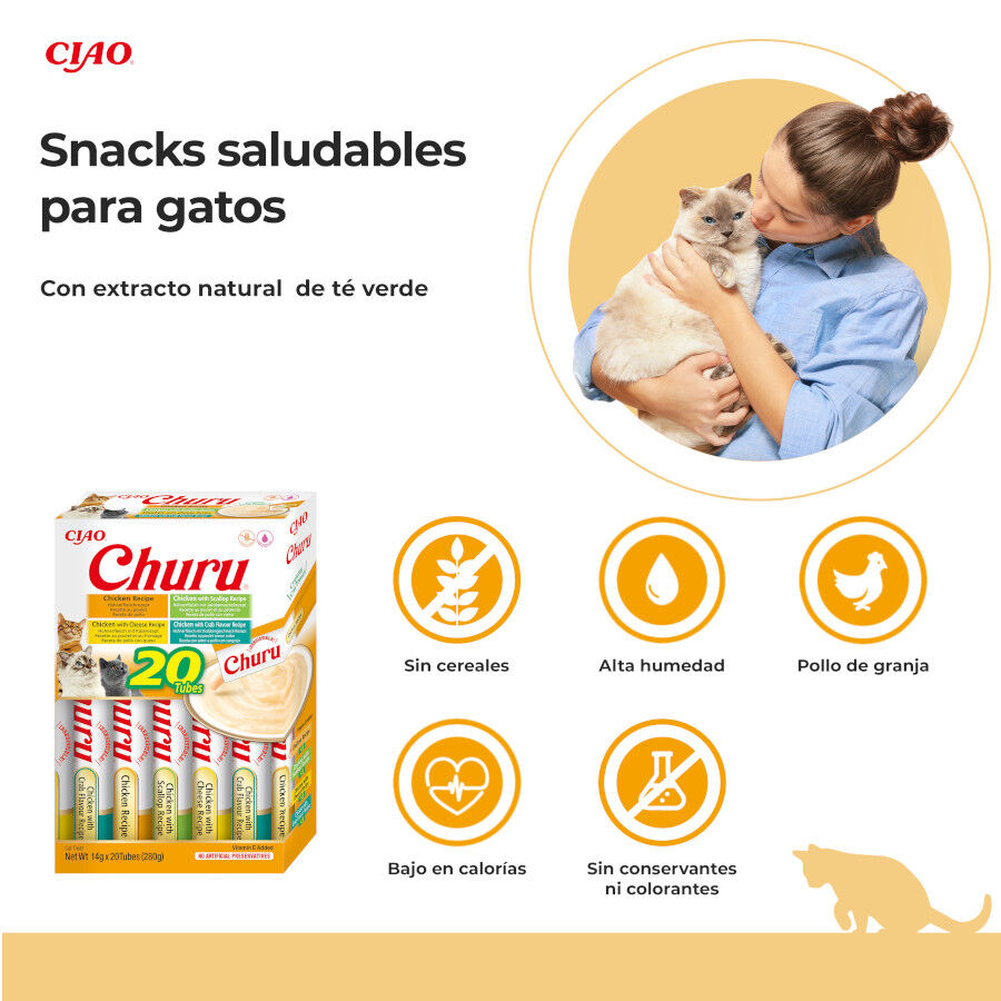 20 sobres x 14 g Churu Variedades de Pollo Snack L&iacute;quido para gatos, , large Imagen numero 2