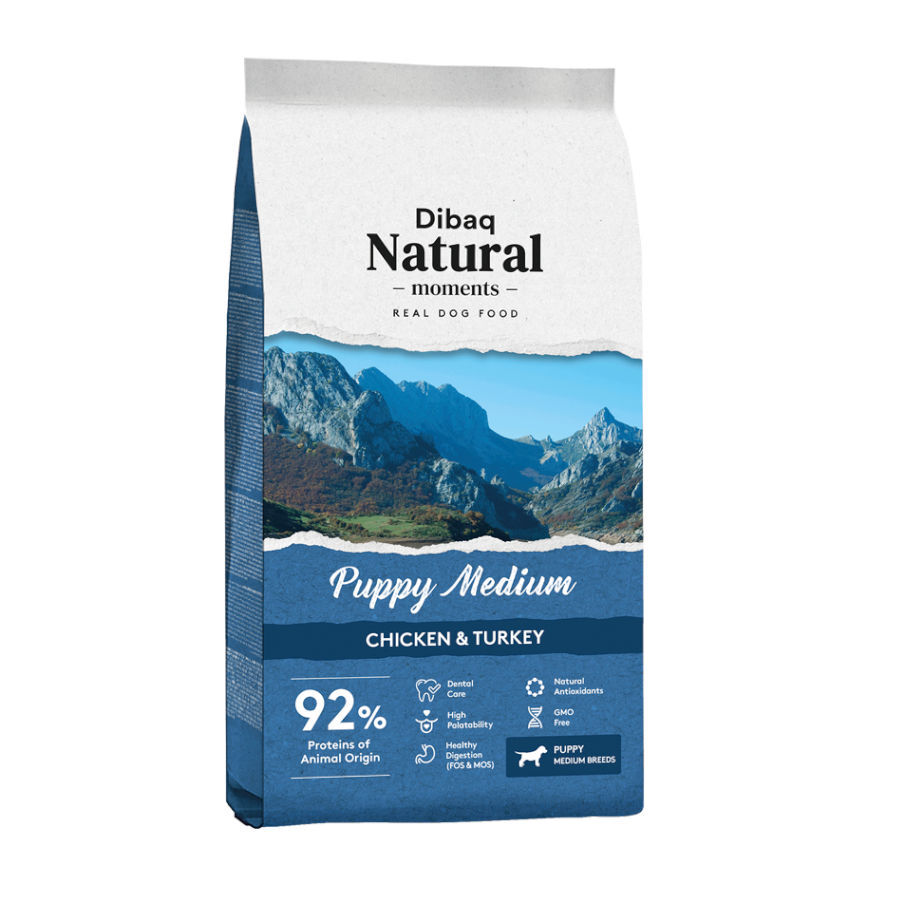 Dibaq Natural Moments Puppy Medium Pollo & Pavo pienso para perros