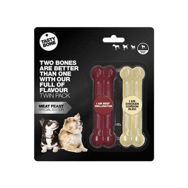Tasty Bone Hueso Ternera y Pollo mordedor para perros – Pack 2