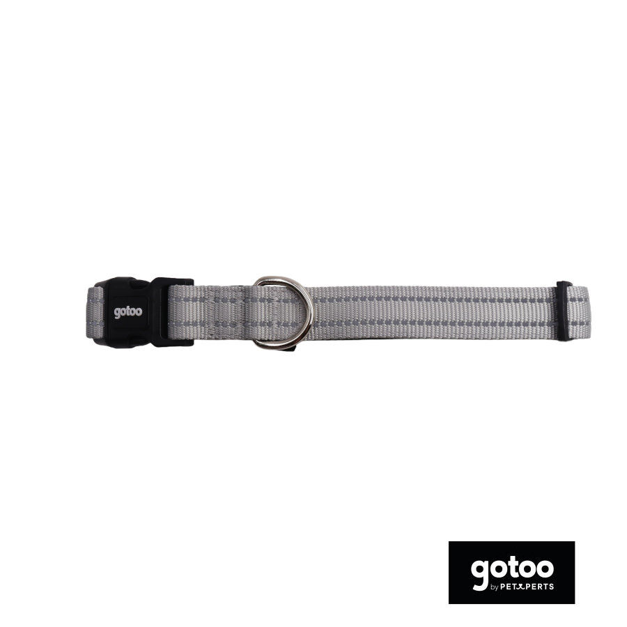 Gotoo Collar de nylon reflectante gris para perros thumbnail