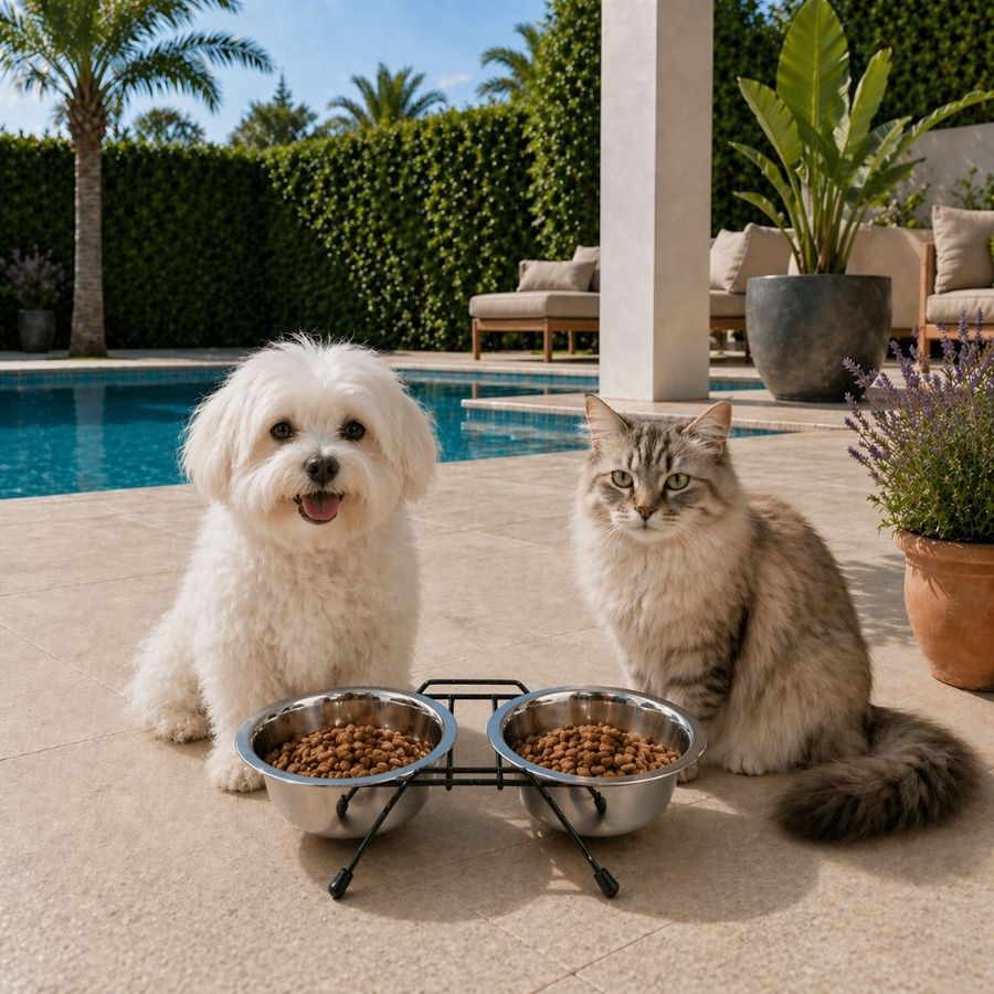 Leeby Comedero Doble de Acero Inoxidable con Soporte para perros y gatos, , large Imagen numero 1
