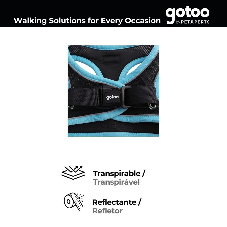 Gotoo Arn&eacute;s ajustable de malla turquesa/negro para perros, , large Imagen numero 3