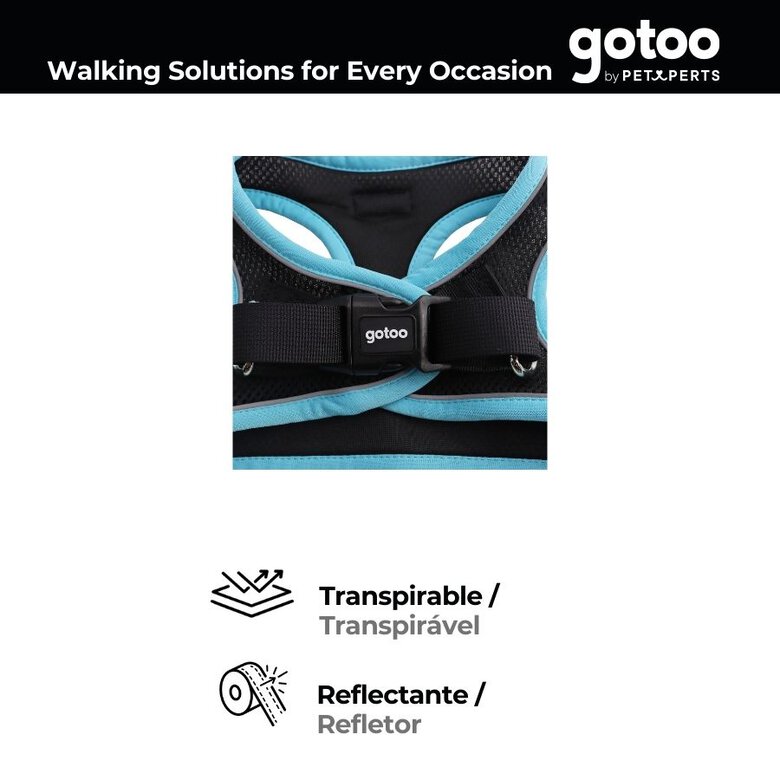 Gotoo Arnés ajustable de malla turquesa/negro para perros,  Imagen numero 3 Gotoo Arnés ajustable de malla turquesa/negro para perros, , large Imagen numero 3