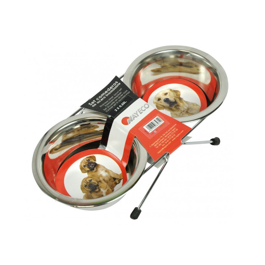 Nayeco comedero elevado doble de acero inoxidable para perros