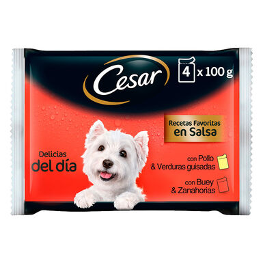 Cesar Carnes Mixtas Salsa en Bolsita para Perros - Multipack