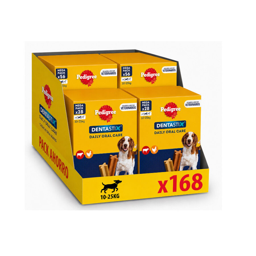 168 barritas Pedigree Dentastix Snacks Dentales para perros medianos &iexcl;Pack ahorro!, , large Imagen numero 1