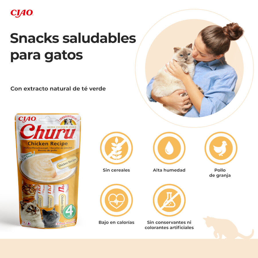 4 sobres x 14 g Churu Snack Cremoso de Pollo para gatos, , large Imagen numero 2