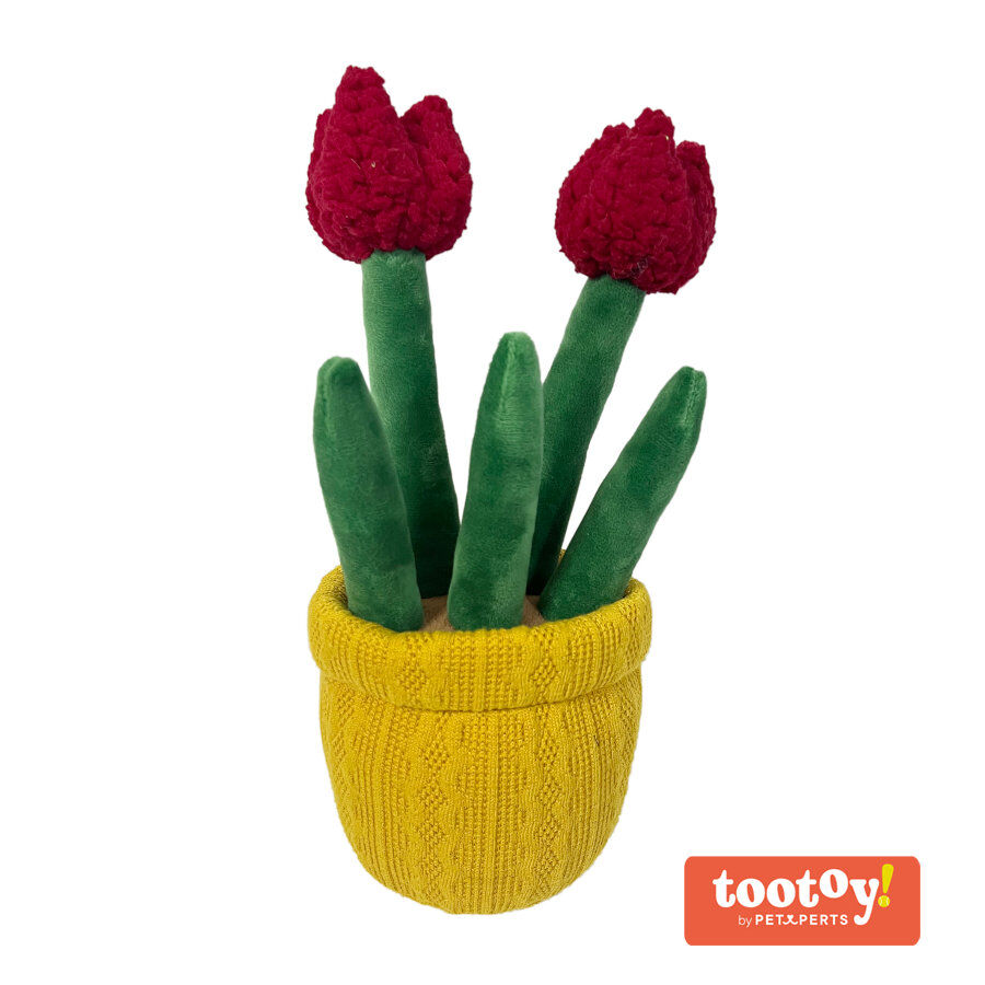 Tootoy! Comfort Red Tulip Plant Cuddler peluche con sonido para perros