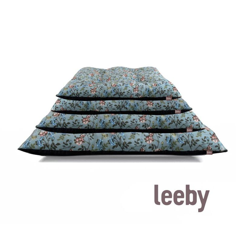 Leeby Cojín Acolchado Turquesa de Flores para perros thumbnail