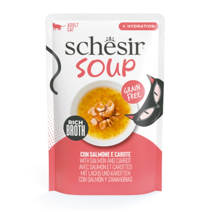 40 g Schesir Salm&oacute;n Rosado en Sopa sobre para gatos, , large Imagen numero 1