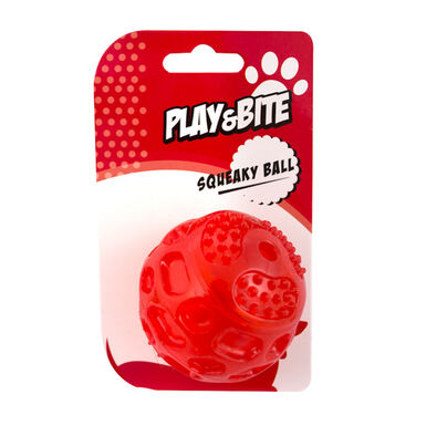 Play&Bite Pelota Roja de plástico con sonido para perros